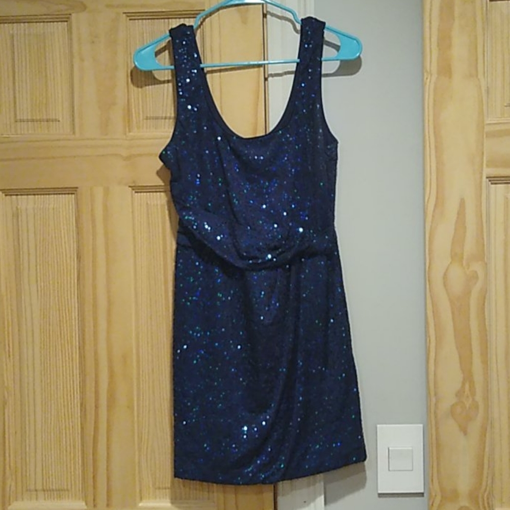 Navy blue sequence mini dress Junior's